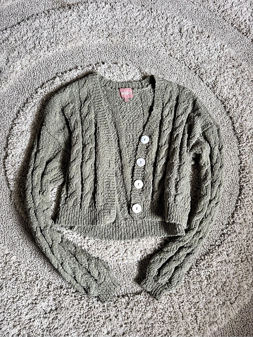 MUMU Cable Knit Cardigan in Green Like New